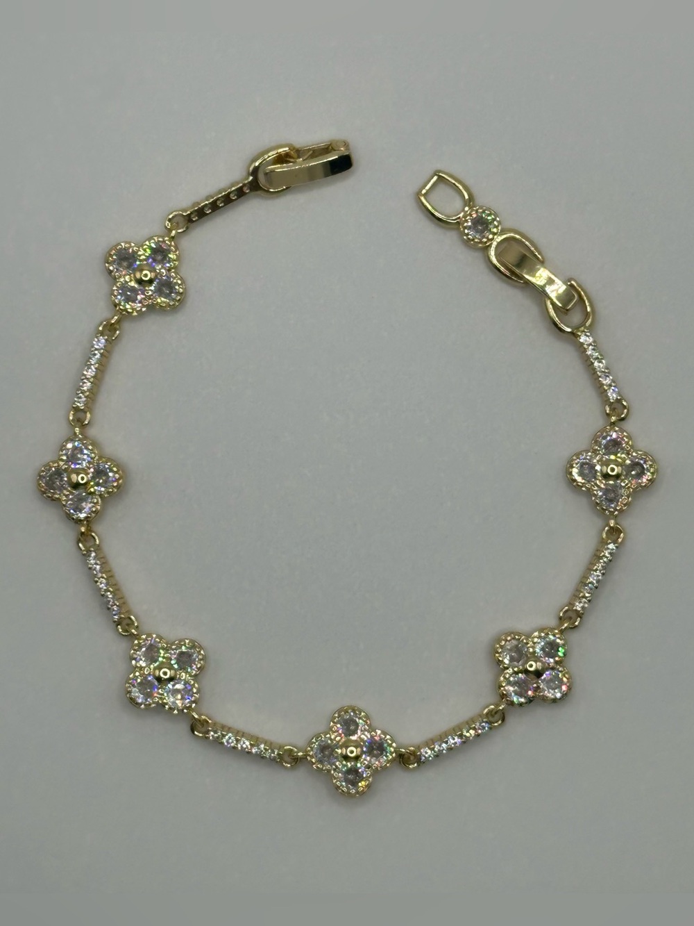 Gold Filled Clover CZ Bracelet